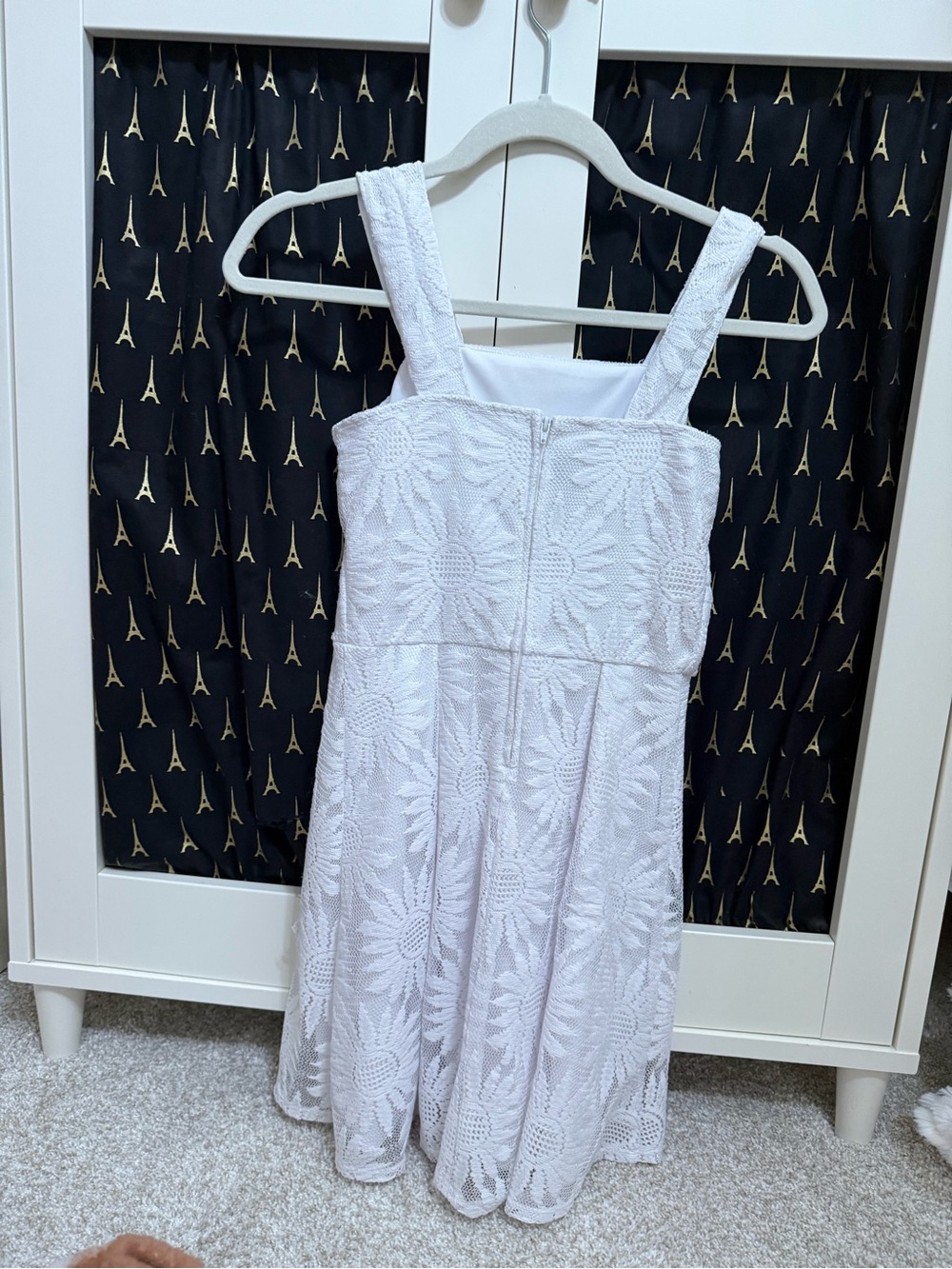 Iz Byer White Lace Sunflower-Embroidered Mini Dress